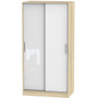Contrast Sliding Wardrobe (100cm wide) in White Gloss & Bardolino Oak - CTR110WGBO.jpg