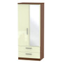 Knightsbridge 2ft6in 2 Drawer Mirror Wardrobe in Cream Gloss & Noche Walnut - KNI062CGNW.jpg