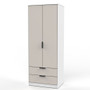 Hong Kong (Black Legs) Tall 2 Drawer Wardrobe in Kashmir Matt & White - HKB081KMWM (2).jpg