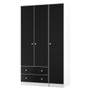 Yarmouth Tall Triple 2 Drawer Wardrobe in Black Gloss & White - YAR141BGWM (3).jpg