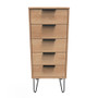 Hong Kong (Black Hairping Legs) 5 Drawer Bedside Cabinet in Nebraska Oak - HKC003NBNB (1).jpg