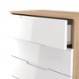 Milan 5 Drawer Chest in White Gloss & Bardolino Oak - MIL012WGBO (5).jpg