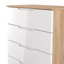 Milan 5 Drawer Chest in White Gloss & Bardolino Oak - MIL012WGBO (4).jpg