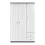 Balmoral Triple Plain + Drawer Wardrobe in White Gloss & White - BAL150WGWM (1).jpg