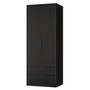 Hong Kong (Black Legs) Tall 2 Drawer Wardrobe in Black Matt - HKB081BMBM (3).jpg