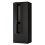Hong Kong (Black Legs) Tall 2 Drawer Wardrobe in Black Matt - HKB081BMBM (5).jpg