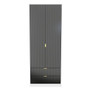 Linear Tall 2 Drawer Wardrobe in Deep Black & White - LIF081DBWM (1).jpg