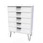 Hong Kong (Black Hairping Legs) 5 Drawer Chest in White Matt - HKC012WMWM (3).jpg