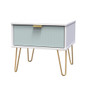 Linear (F) 1 Drawer Bedside Cabinet  with Legs in Duck & White Matt - LIF016DKWM (3).jpg