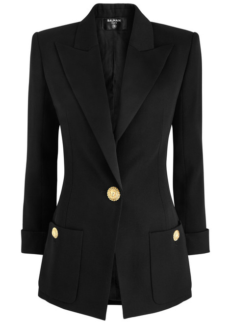 Satin-trimmed wool blazer