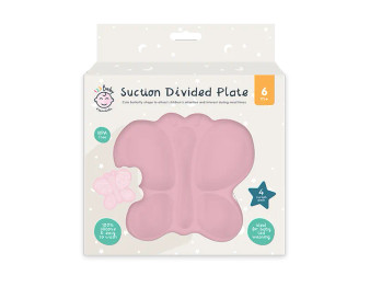 Butterfly Suction Divided Plate - Pink