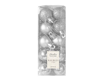 Silver Baubles  20 Pack