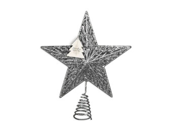 Silver Glitter Star Tree Topper 17cm