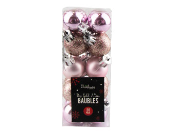 Rose Gold Baubles 20 Pack