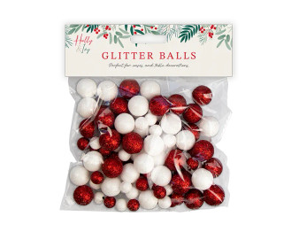 Glitter Balls Vase Fillers - Red