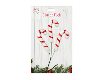 Novelty Glitter Pick - Candy Cane