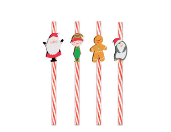 Festive Character Re-usable Straws 4pk