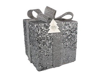 Large Glitter Gift Box Decoration 17x17cm