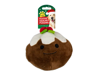 Small Squeaking Plush Christmas Pudding