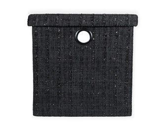 Foldable Tweed Storage Box With Lid - Black