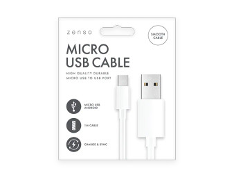 Micro to USB White Cable 1M