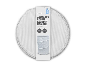 Jacquard Pop Up Laundry Hamper - White
