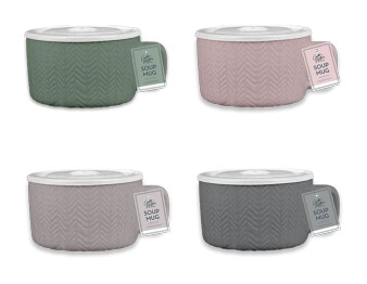 Natural Embossed Soup Mug