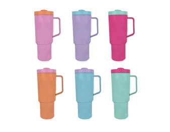 Solid Colour Cup With Mix Match Straw 1200ml - Assorted