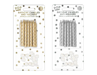 Metallic Candles Set 12pk