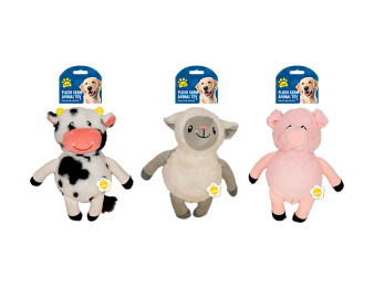 Plush Squeaky Farm Animal Dog Toy - Assorted