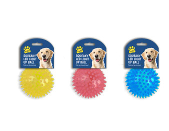 Squeaky LED Light Up Ball Dog Toy - Assorted