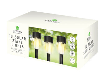 10 Solar Black Stake Lights Warm White