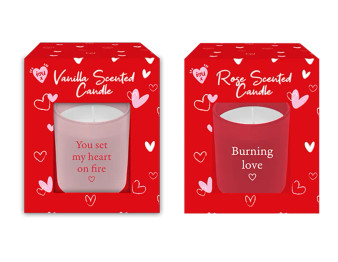 Valentine's Day Vanilla & Rose Scented Candles - Assorted