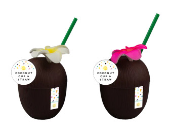 Coconut Cup with Straw 650ml - Assorted