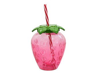 Strawberry Cup with Straw 500ml