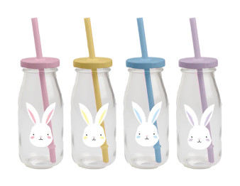 Easter Milk Bottle & Straw - Assorted