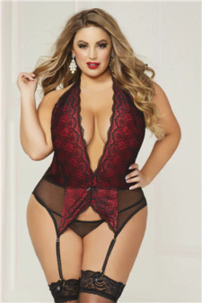 Seven 'Til Midnight  Chemise Set - Black & Red