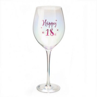Happy 18th Wine Glass