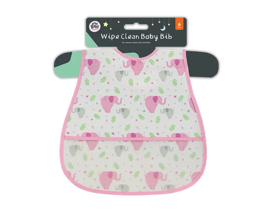 Wipe Clean Baby Bib - Pink Print