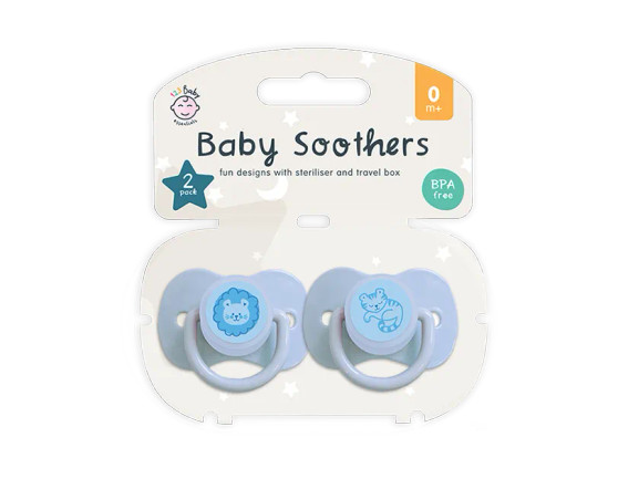 Soothers With Steriliser & Travel Box 2pk - Blue