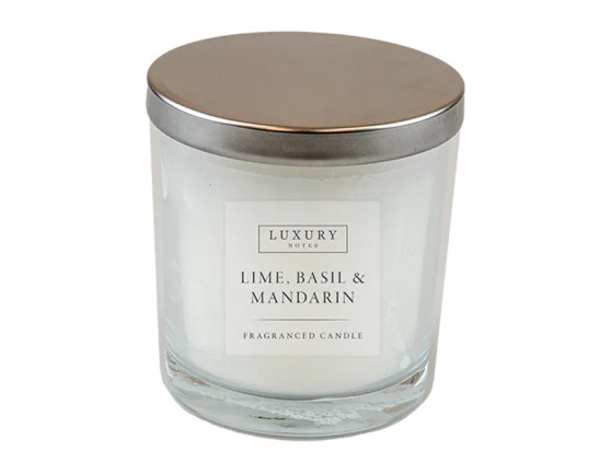 Lime, Basil And Mandarin Luxury Candle With Metal Lid