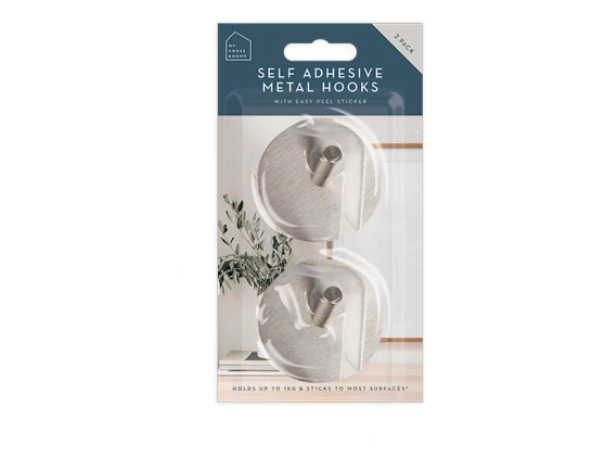 Metal Self-Adhesive Hooks 2pk