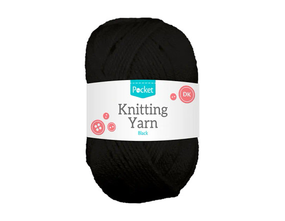 Acrylic Knitting Yarn Black 75g