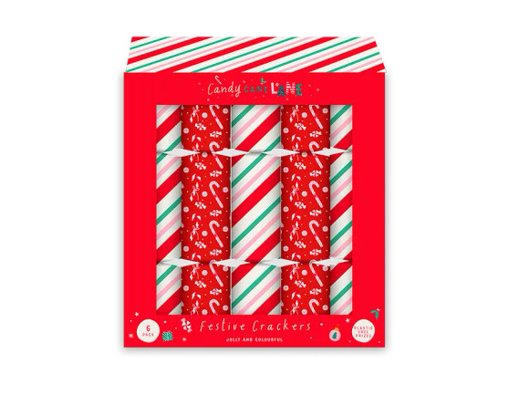 Candy Cane Christmas Crackers 12" 10pk