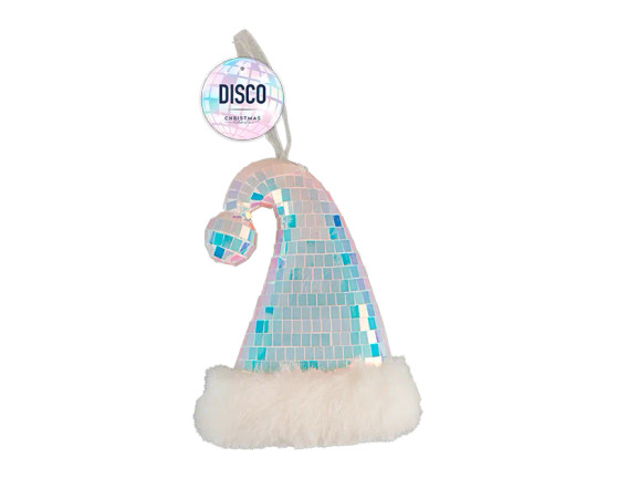 Hanging Iridescent Disco Santa Hat