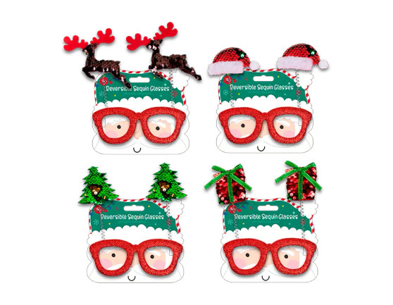 Reversible Sequin Christmas Glasses