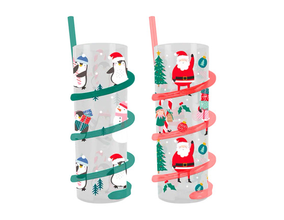 Christmas Spiral Straw Tumbler
