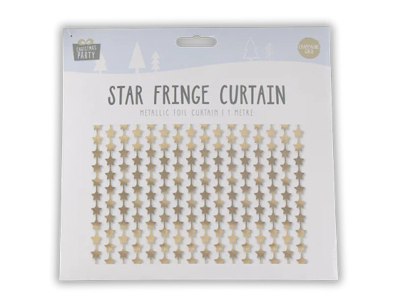 Foil Star Fringe Curtain 1m - Gold