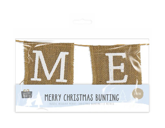 Merry Christmas Hessian Bunting 2m