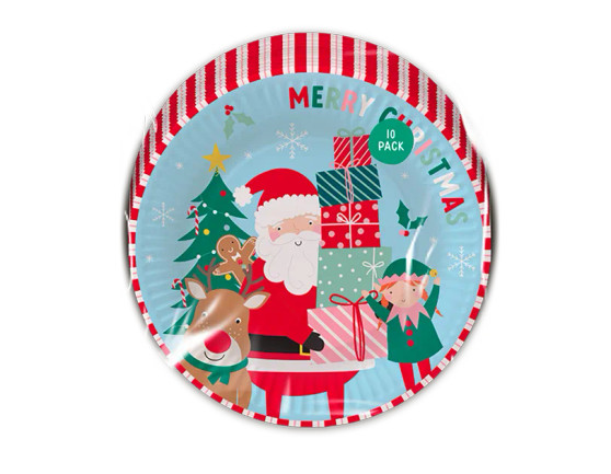 Plastic Free Christmas Kids Printed Paper Plates 10pk